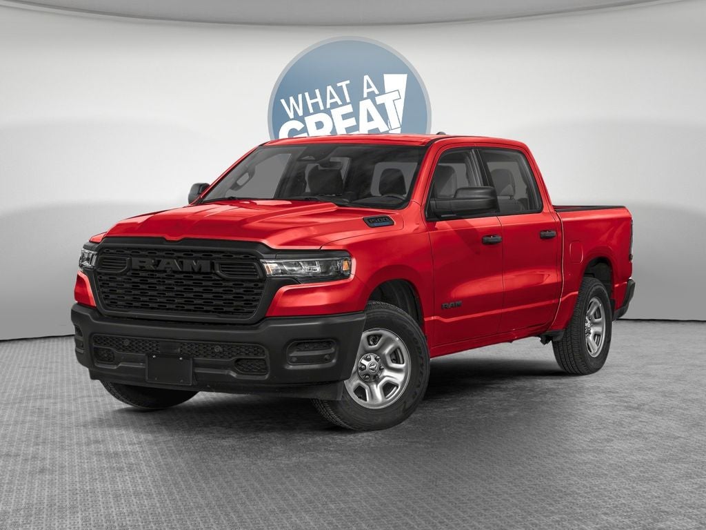 2026 RAM 1500 RAM 1500 EXPRESS CREW CAB 4X4 5'7' BOX in Molten Red Pearl-Coat Exterior Paint — front three-quarter view